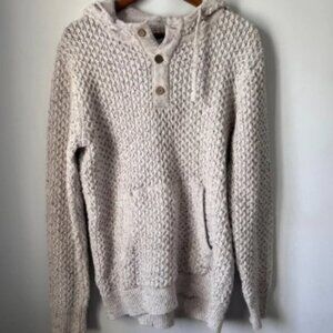 Wellen Recycled Cotton Men's Cream Hooded Knit Cardigan Sweater